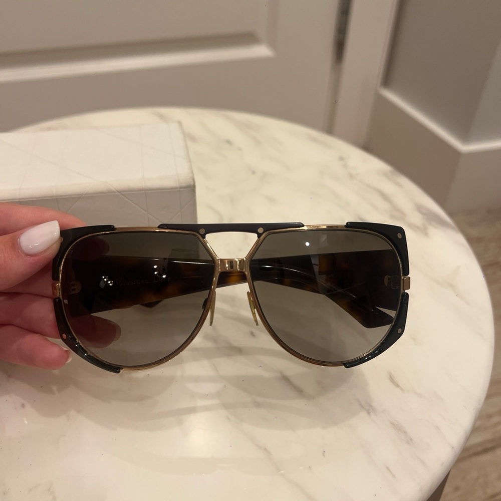 Christian Dior gold and turtle shell sunglasses